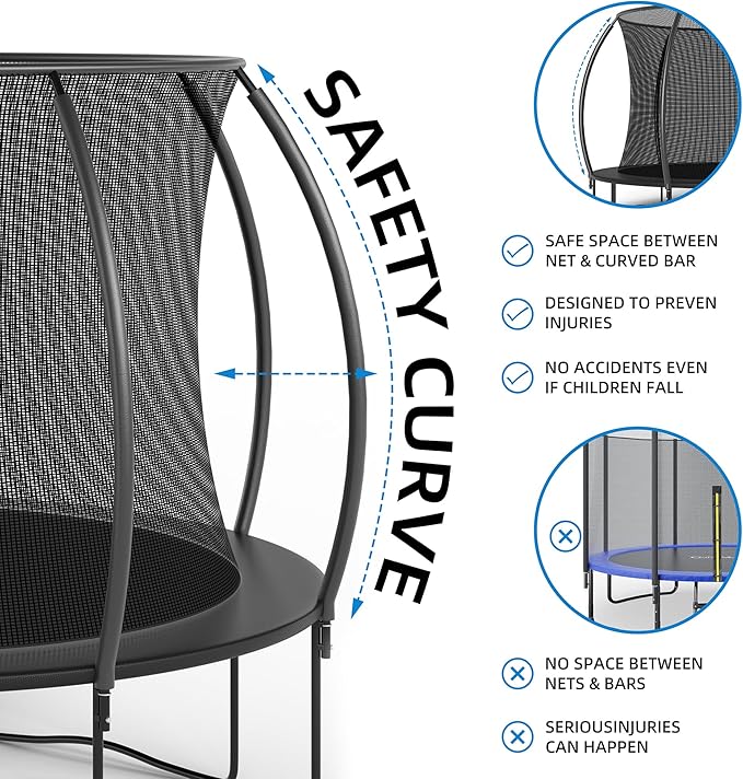 Trampoline 12FT 14FT Enclosure Net Outdoor Jump for Kids and Adults Round ASTM Approved Heavy-Duty