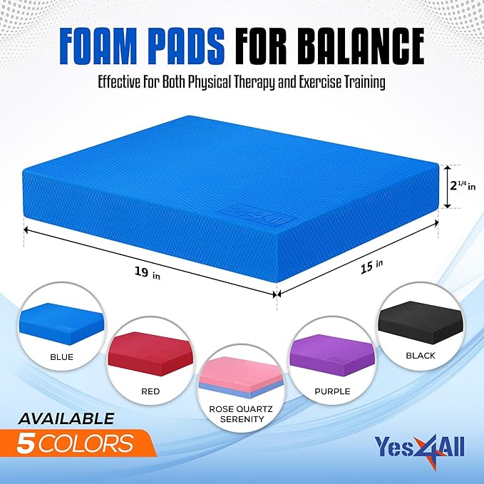 Yes4All Upgraded Size Foam Pad for Exercise, Nonslip Foam Balance Pad Physical Therapy, Yoga &