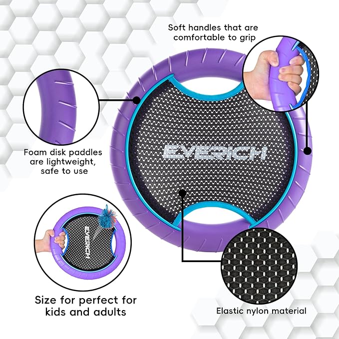 EVERICH TOY Trampoline Paddle Ball Set with 2 Bouncy Paddles & 4 Balls - Soft Foam Design for Kids
