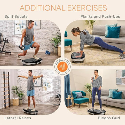 Lifepro Rumblex Max 4D Black Vibration Plate Exercise Machine with Loop Resistance Bands for Home