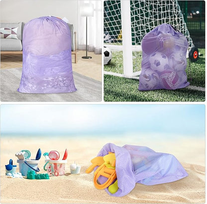 Polecasa Heavy Duty Diamond Large Mesh Laundry Bag with ID Tag and Locking Drawstring Closure - 24