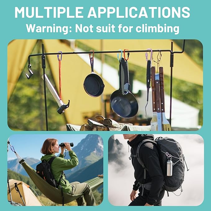 Multi-Pack Aluminum Carabiner Clips, 2" Ultra-Light Spring & Locking for Key,Hiking, Outdoor