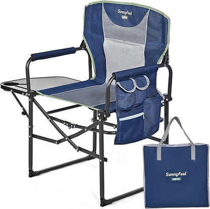 SUNNYFEEL Oversized Camping Directors Chair, Portable Folding Lawn Chairs for Adults Heavy Duty