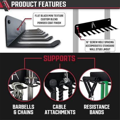 IRON AMERICAN USA Omega Gym Storage Rack 9 OR 11 Hook Heavy-Duty Gym Wall Organizer Gym Caddy