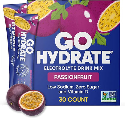 GoHydrate Instant Hydration Powder Packets - Low Sodium Electrolytes Drink Mix - Natural Hydration