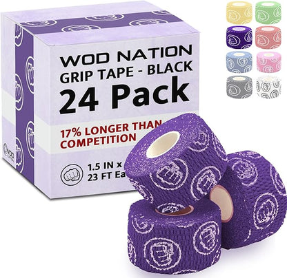 WOD Nation Flexible Hook-Grip Athletic Tape – Easy-Tear, Sweat-Proof Thumb & Finger Strips for