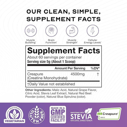 Muscle Feast Creapure Creatine Monohydrate Powder, Vegan Keto Friendly Gluten-Free Easy to Mix