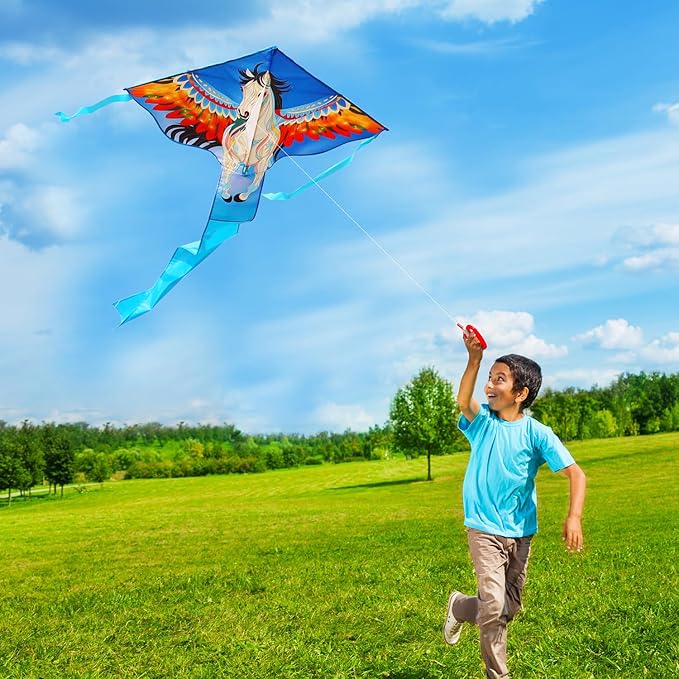 HONBO Large Mermaid Kite for Kids & Adults, Easy to Fly Delta Kite, Beginner Kite for Girls &Boys