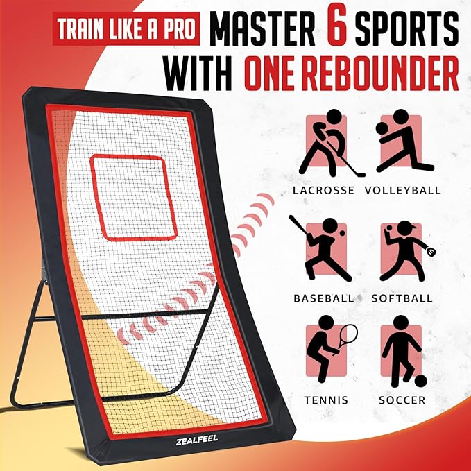 Lacrosse Rebounder, 4x7FT/4x6FT Lacrosse Rebound for Backyard with 5 Rebound Angles, Target Strip