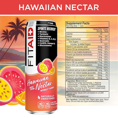 FITAID Post Workout Recovery Drink, Hawaiian Nectar, Passion Fruit, Orange & Guava, BCAAs