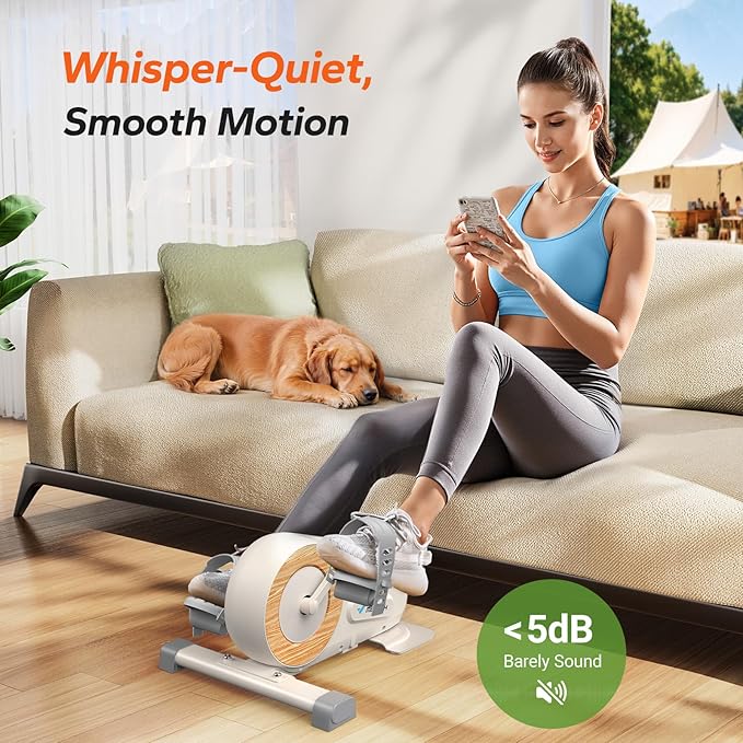 Under Desk Bike Pedal Exerciser, Quiet Magnetic Mini Exercise Bike with MERACH App for Arm, Leg