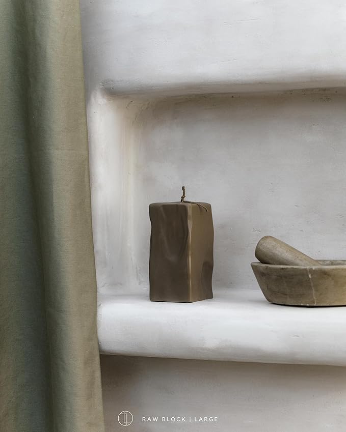 LAWA Raw Block Candle - Beautiful Handmade Pillar Scented Soy Wax Elegant Aesthetic Candle