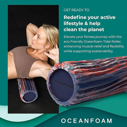 Oceanfoam Tidal Roller - Red, Dark Navy & Natural Marbled - Muscle Massage Foam Roller for Back