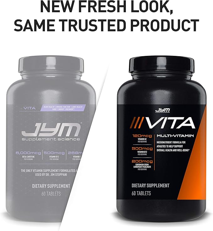 JYM Supplement Science Vita JYM Sports Multivitamin & Mineral Support, Vitamin A, C, B6, B12, E, K