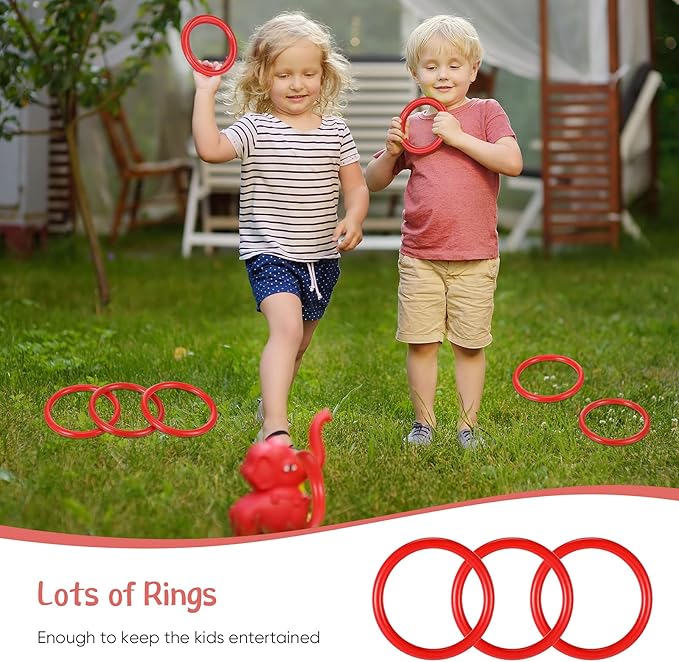 Meooeck 48 Pieces Plastic Ring Toss Rings 2.9 Inch Red Bottles Ring Toss Carnival Games for Adult
