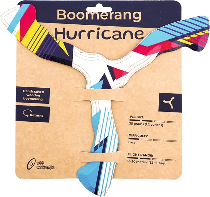 Wooden Boomerang Hurricane v2 | Handcrafted Returning Boomerang | Easy-to-Throw Design for