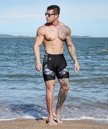 HUGE SPORTS Men's Rash Guard Swim Shorts Compression Swimming Jammer Cool Dry Active Swimsuit