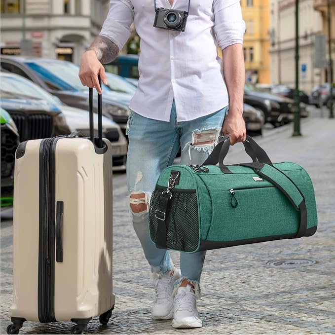 TOPDesign Gym Bag for Women & Men, Unisex Duffel Bag with Shoe Compartment & Wet Pocket for Travel