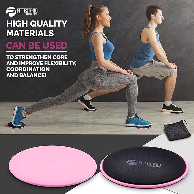 Core Sliders for Working Out - Exercise Sliders Fitness, Stability, Ab, Legs & Full Body (Set of 2)