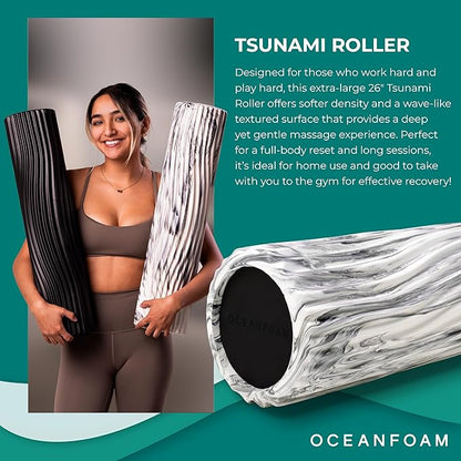 Oceanfoam Tsunami Roller (Black Marbled) - Soft, Textured Foam Roller for Physical Therapy, Back