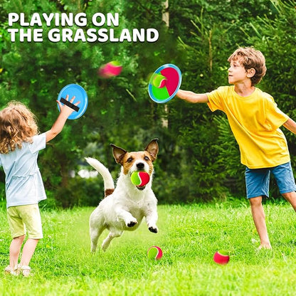 Toss and Catch Ball Game Set, Beach Outdoor Toys for Kids Boys with Paddle, Balls and Storage Bag