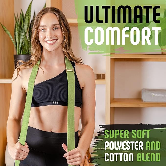 Gradient Fitness Yoga Strap, Friction-Less Easy-Feed Buckle, Super Soft Cotton/Polyester Blend
