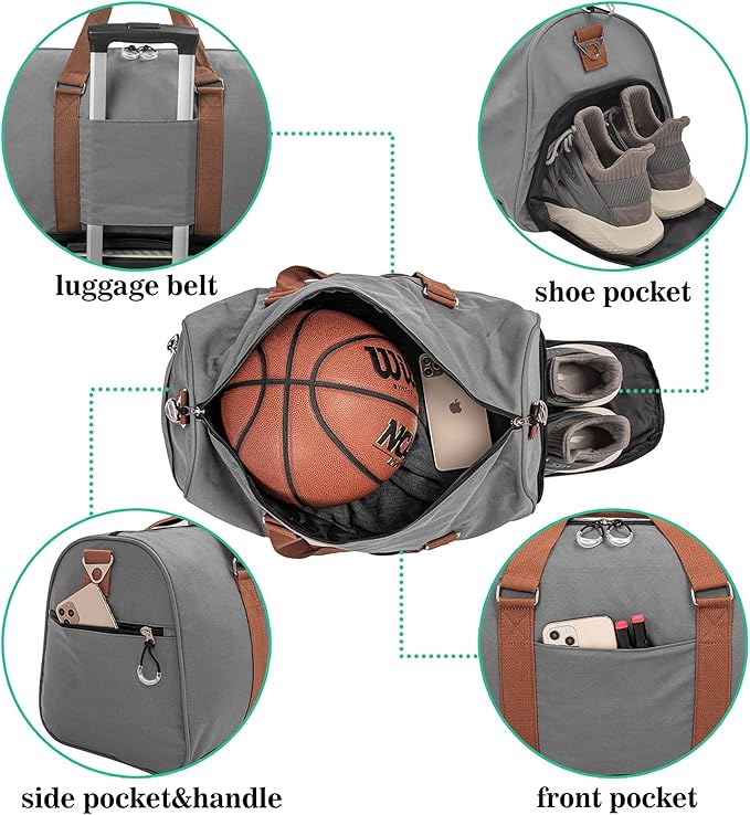 Kuston Sports Gym Bag with Shoe Compartment&Wet Pocket,Travel Duffel bag,Weekend Bag,Workout Bag