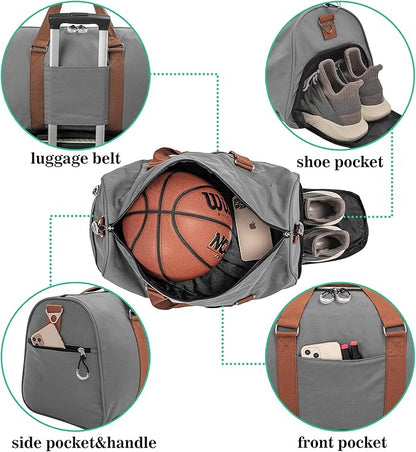 Kuston Sports Gym Bag with Shoe Compartment&Wet Pocket,Travel Duffel bag,Weekend Bag,Workout Bag