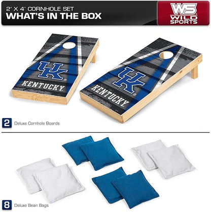 Wild Sports NCAA College 2' x 4' Wood Direct Print Tournament Cornhole Set, 8 Bean Bags, Vintage