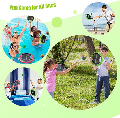 EVERICH TOY Trampoline Paddle Ball Set with 2 Bouncy Paddles & 4 Balls - Soft Foam Design for Kids