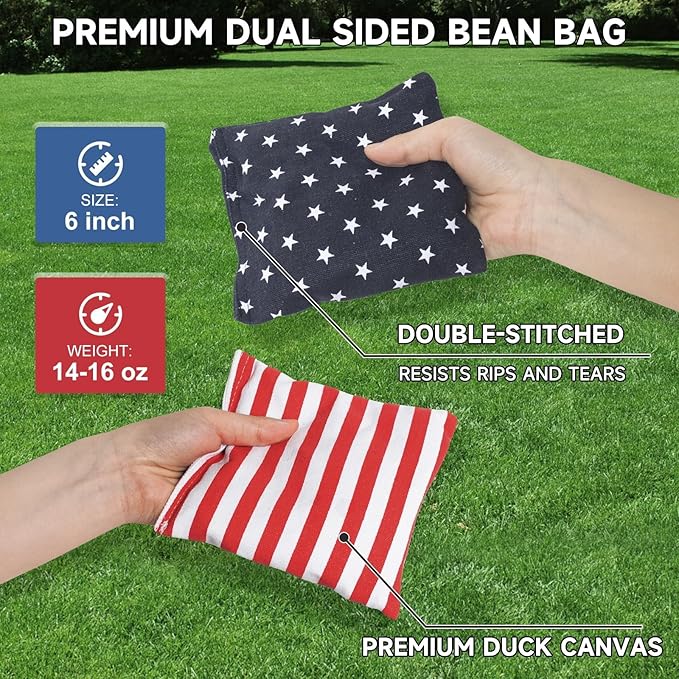 Cornhole Board Set with Carrying Bags & 8 Bean Bags Corn Hole Boards Bean Toss Game for Adults