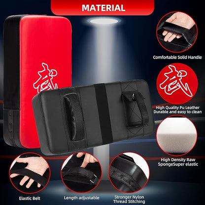 3-in-1 Boxing Pads and Kick Punching Mitts Set, Leather Hand Target Focus Pads, MMA Muay Thai Pads