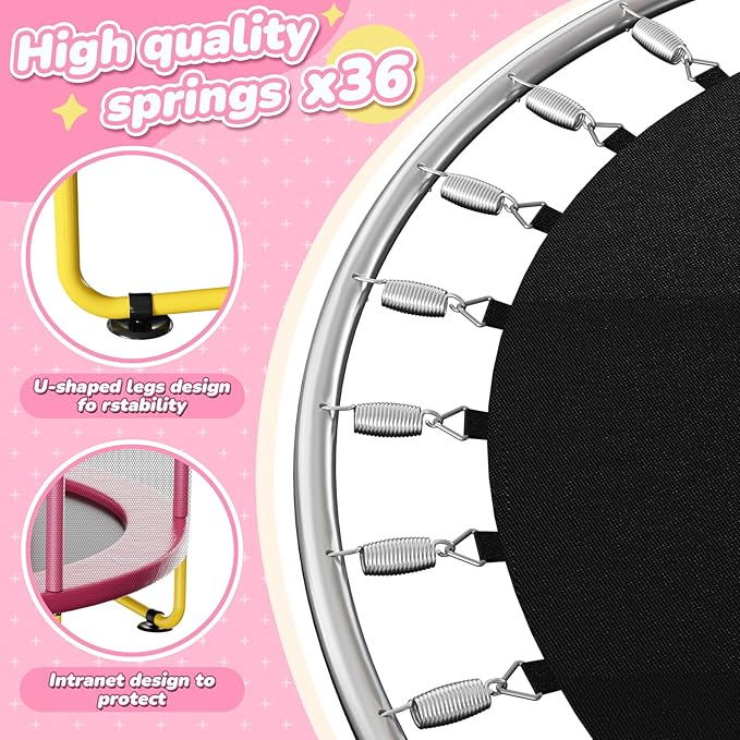 6FT Indoor Trampoline for Kids Ages 1-8, 72" Mini Toddler Indoor & Outdoor Trampoline with Safety
