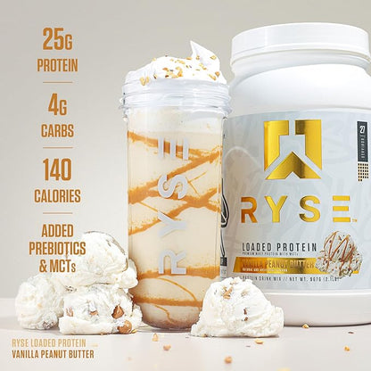 RYSE Loaded Protein Powder - Vanilla Peanut Butter - 25g Whey Protein Isolate & Concentrate with
