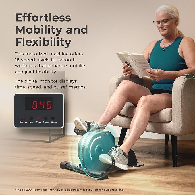 Sunny Health & Fitness Dual Function Under Desk Pedal Exerciser, Portable Indoor Cardio Mini Bike