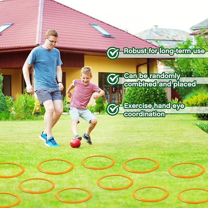 Deekin 40 Pcs Agility Rings Speed and Agility Training Rings Exercise Speed Circle Jumping Hoops