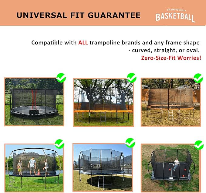 Trampoline Basketball Hoop Attachment, with 3 Mini Balls and Air Pump, Fits All Trampoline Models