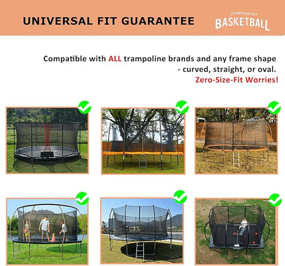 Trampoline Basketball Hoop Attachment, with 3 Mini Balls and Air Pump, Fits All Trampoline Models