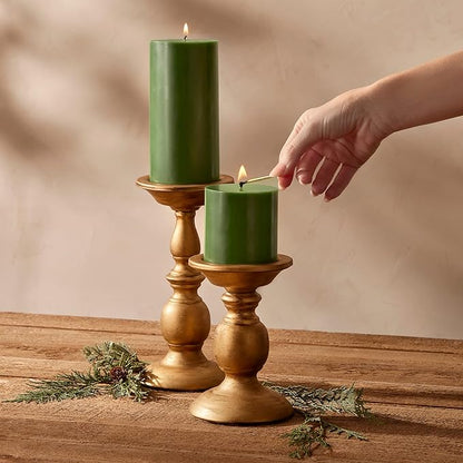 Thymes Frasier Fir Scented Candles for Home Decor - Green Pillar Candles for Women & Men - Place on