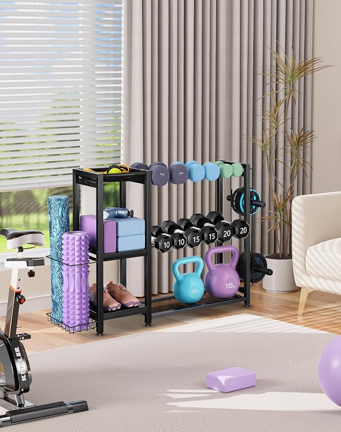 3-Tier Dumbbell Rack Stand Only - Adjustable Weight Rack for Home Gym, Heavy-Duty Weight Stand for