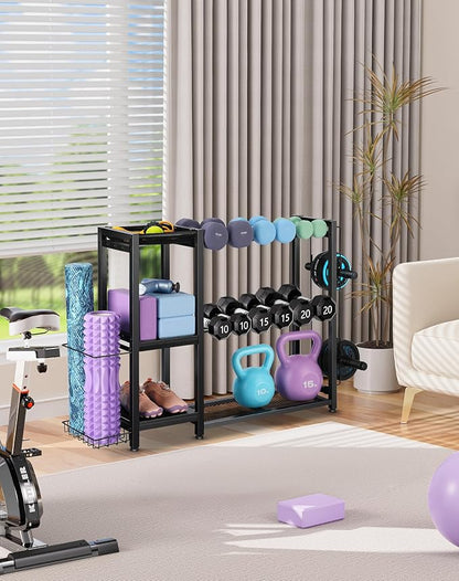 3-Tier Dumbbell Rack Stand Only - Adjustable Weight Rack for Home Gym, Heavy-Duty Weight Stand for