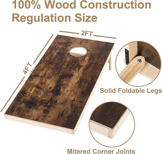 Cornhole Set 4'x2' Cornhole Board Sets with Bags Regulation Size, Corn Hole Games for Adults