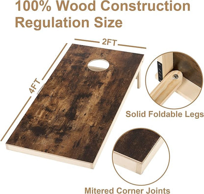 Cornhole Set 4'x2' Cornhole Board Sets with Bags Regulation Size, Corn Hole Games for Adults