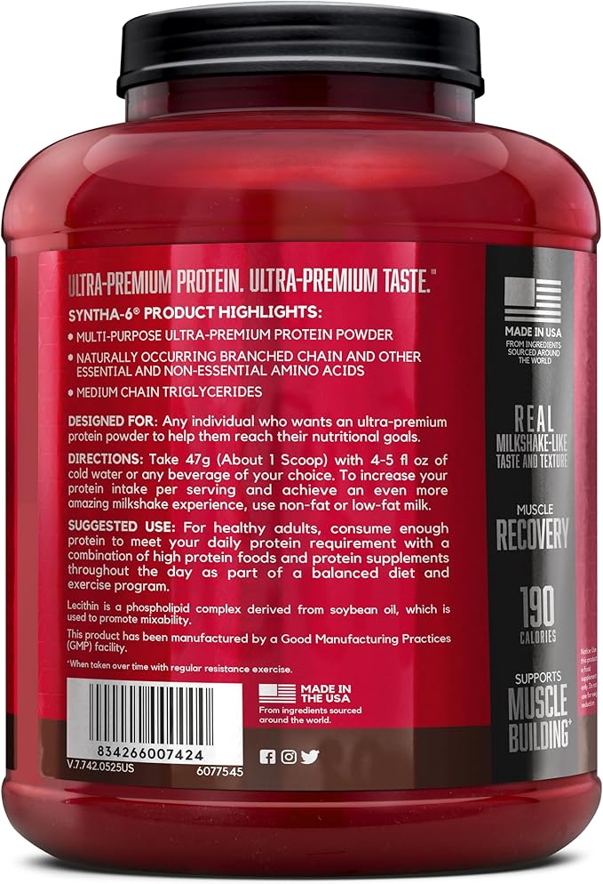 BSN SYNTHA-6 Whey Protein Powder, Micellar Casein, Milk Protein Isolate Powder, Chocolate Cake
