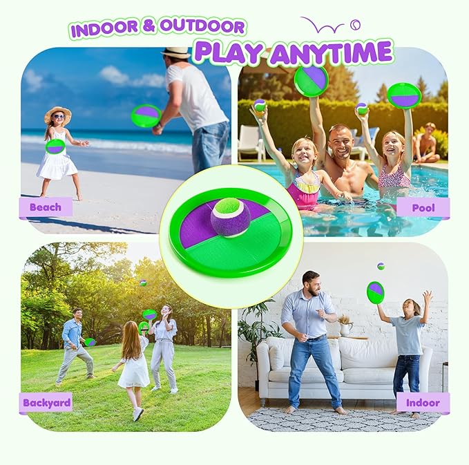 Toss and Catch Ball Set Upgraded - Kids Toys Outdoor Games for Whole Family - Water-Resistant Great