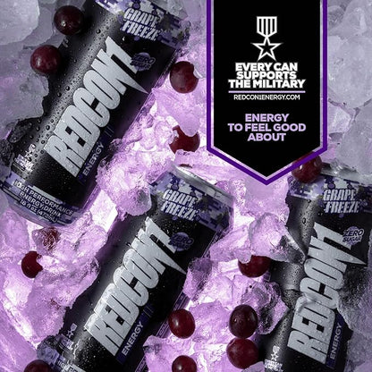 REDCON1 Energy High Performance Drink, Grape Freeze - Zero Sugar Energy Drink with Alpha GPC