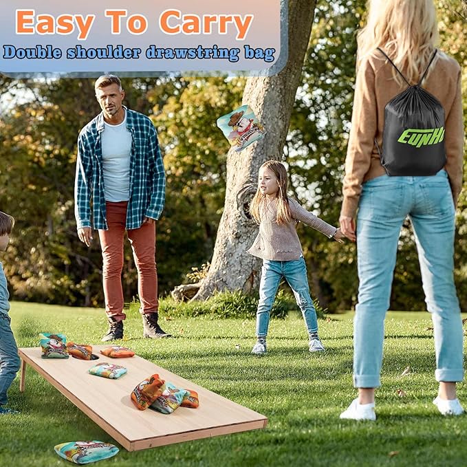 EunHo Cornhole Bags Regulation Dual Sided Set of 8, Professional Cornhole Bean Bags Slick & Sticky
