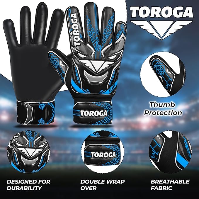 Goalkeeper Gloves for Kids & Youth – Soccer Goalie Gloves, Strong Latex Grip, Double Wrist Support