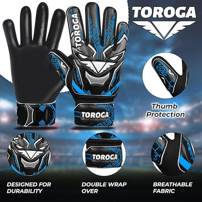 Goalkeeper Gloves for Kids & Youth – Soccer Goalie Gloves, Strong Latex Grip, Double Wrist Support