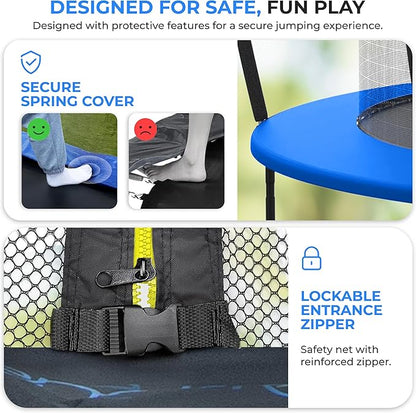 SereneLife 8FT 10FT 12FT 14FT Outdoor Trampoline for Kids and Adults – ASTM Certified Heavy-Duty